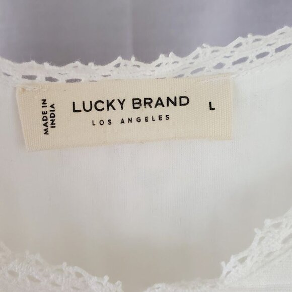 Lucky Brand White Boho Sleeveless Tunic Dress – Flowy & Feminine Summer Outfit L - Picture 2 of 3